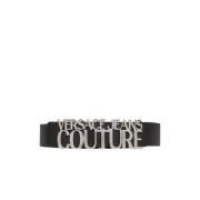 Versace Jeans Couture Svart unisex bälte med metalllogo Black, Herr