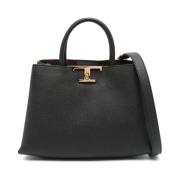 Tod's Svart kalvskinn shoppingväska med vridlås spänne Black, Dam