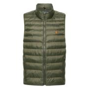 Ralph Lauren Quiltad Puffer Väst Hög Hals Design Green, Herr