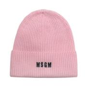 Msgm Rosa Ullblandning Beanie Mössa Pink, Herr