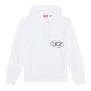 Diesel Hoodie med Planet logo White, Herr