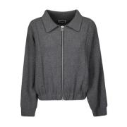 Magliano Räfflad Cashmere Blandning Dragkedja Kofta Gray, Dam