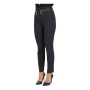 Elisabetta Franchi Svarta Slim-Fit Ankel-Längd Byxor Black, Dam