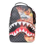 Sprayground Svart Shark Check Ryggsäck Black, Unisex