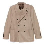 Lardini Ull/Kashmir Dubbelknäppt Blazer Brown, Herr