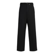 Marni Svarta Wide Leg Ullbyxor Black, Herr