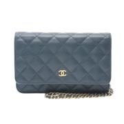 Chanel Vintage Pre-owned Laeder plnbcker Blue, Dam