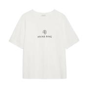 Anine Bing Monogram Ivory Tee med Raglanärmar White, Dam