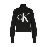 Calvin Klein Jeans Räfflad bomullströja Black, Dam