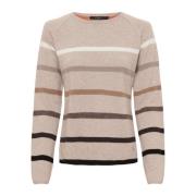 Btfcph Randig Cashmere Tröja i Beige Melange Multicolor, Dam