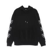 New Era Lasrai Black Distressed Sleeve Print Hoodie Black, Herr