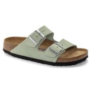 Birkenstock Beqväm Läder Sandaler Green, Dam