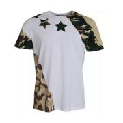 Dolce & Gabbana Camouflage Stjärnor Rund Hals Herr T-Shirt White, Herr