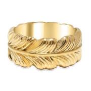 Nialaya Men's Gold Feather Ring Yellow, Herr