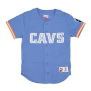 Mitchell & Ness Cleveland Cavaliers NBA Mesh Button Front Shirt Blue, ...