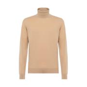 Alpha Studio Kashmir Turtleneck Tröja med Ribbat Broderi Beige, Herr