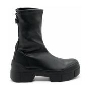 Vic Matié Svart Stretch Faux Läder Ankel Boot Black, Dam