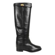 Via Roma 15 Svarta Läder Ankelboots med Metallrem Black, Dam