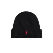 Ralph Lauren Varm Ribbstickad Beanie Mössa Black, Herr