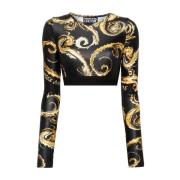 Versace Jeans Couture Svart långärmad topp dammode Multicolor, Dam