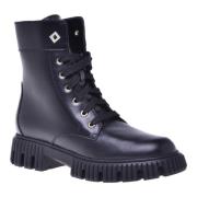 Baldinini Combat boots in black leather Black, Dam