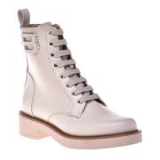 Baldinini Combat boots in vanilla leather Beige, Dam