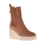 Baldinini Ankle boots in leather suede with elastic Brown, Dam