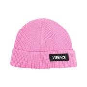 Versace Ull Logo Patch Beanie Pink, Herr