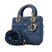 Dior Vintage Pre-owned Laeder handvskor Blue, Dam