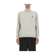 Maison Kitsuné Ull Turtleneck Stickat Fox Patch Jersey Gray, Herr