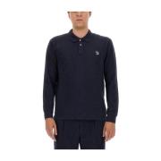 PS By Paul Smith Polo Shirt med Zebra Patch, Regular Fit Blue, Herr