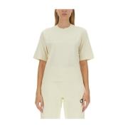 Off White T-shirt med logotyptryck Beige, Dam