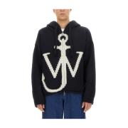 JW Anderson Merinoull Stickad Sweatshirt Blue, Herr