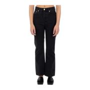 Jacquemus Svarta Straight Denim Jeans Black, Dam