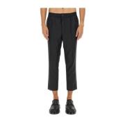 Ami Paris Virgin Wool Cropped Byxor Gray, Herr