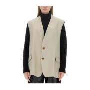 MM6 Maison Margiela Oversized Single-Breasted Ullväst Beige, Dam