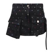 The Attico Strass Denim Kjol Black, Dam