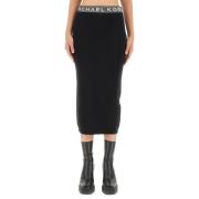 Michael Kors Slim Fit Midi Kjol för Kvinnor Black, Dam