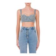 Moschino Elegant Ärmlös Topp Blue, Dam