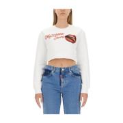 Moschino Logo Cropped Sweatshirt White, Dam