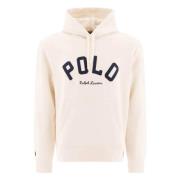 Ralph Lauren Broderad Logotyp Hoodie Kräm Bomullsblandning Beige, Herr