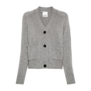 Allude Grå Timberwolf Ribbstickad Cardigan Tröja Gray, Dam