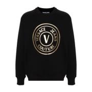 Versace Jeans Couture Svart Stickad Tröja Black, Herr