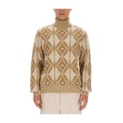 Etro Ull Turtleneck Stickad Tröja Beige, Herr