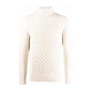 Drumohr Chunky Turtleneck Sweater i Vit White, Herr