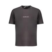 Calvin Klein Svart Bomull T-shirt med Tryck Black, Herr