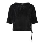 Herno Corduroy Crop T-shirt med Dragsko nertill Black, Dam