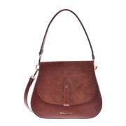 Baldinini Brown leather and suede shoulder bag Brown, Dam