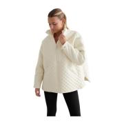 Aim'n Almond White Oversized Quilted Jacket White, Dam