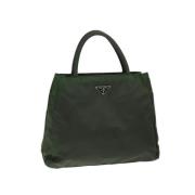 Prada Vintage Pre-owned Nylon handvskor Green, Dam